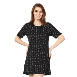 STD-24006 Cotton External Summer T-Shirt Dress Black