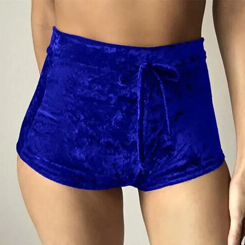 Strap Velvet High Waist Short Pants