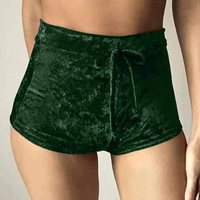 Strap Velvet High Waist Short Pants