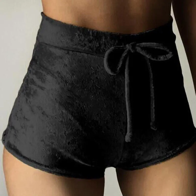 Strap Velvet High Waist Short Pants
