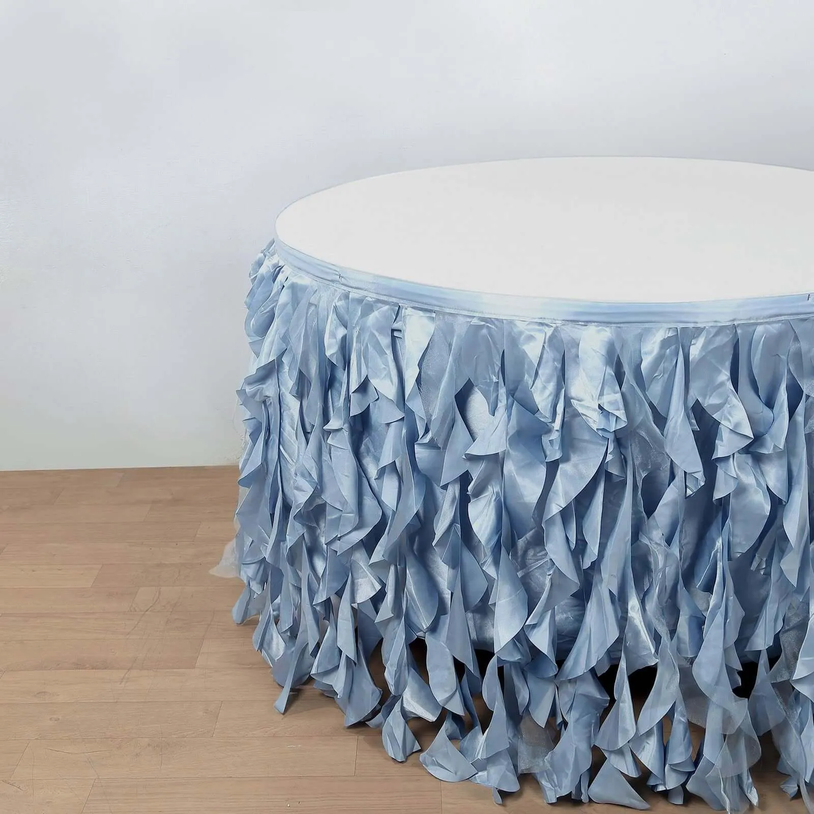 Taffeta Table Skirt 17ft Dusty Blue - Curly Willow Table Cover