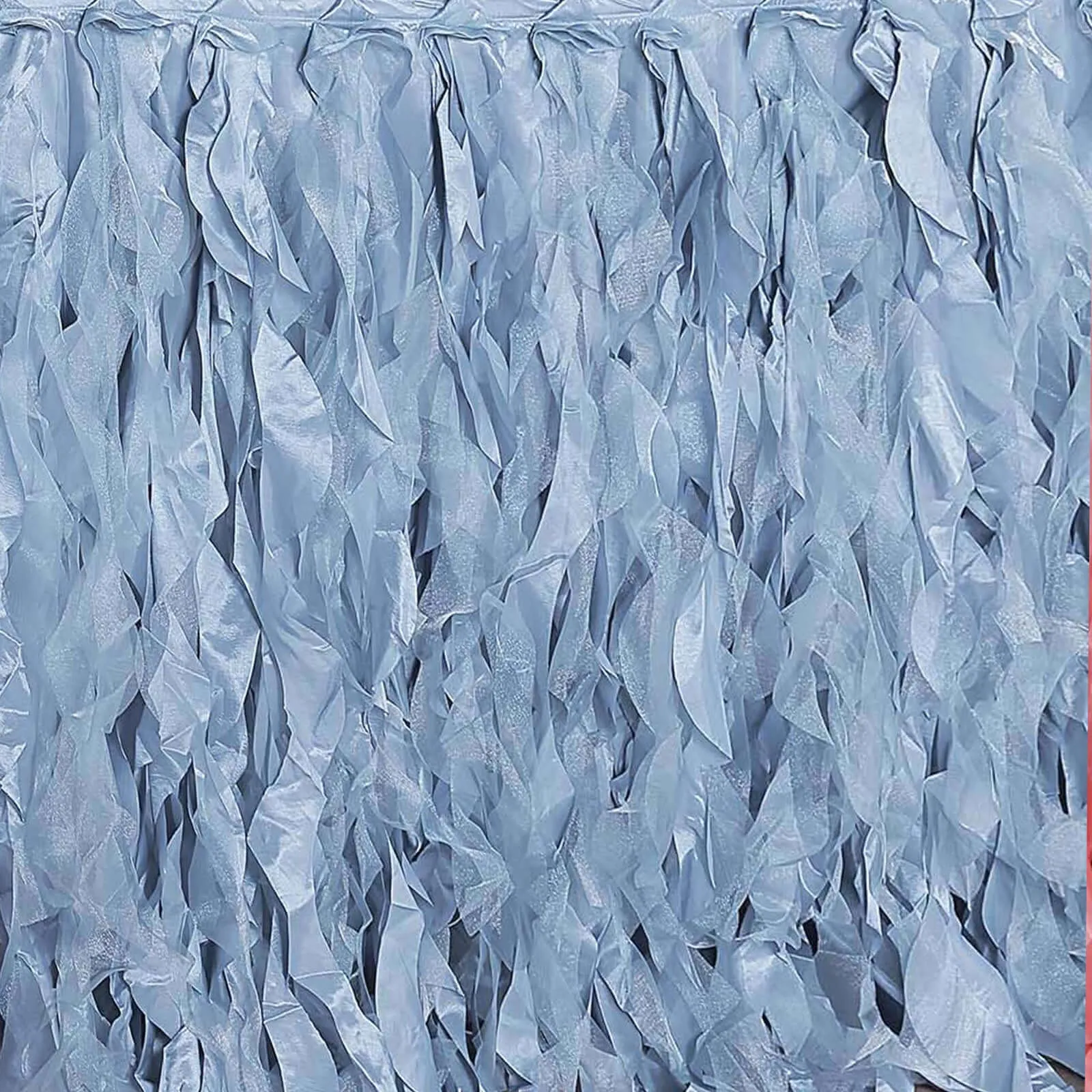 Taffeta Table Skirt 17ft Dusty Blue - Curly Willow Table Cover