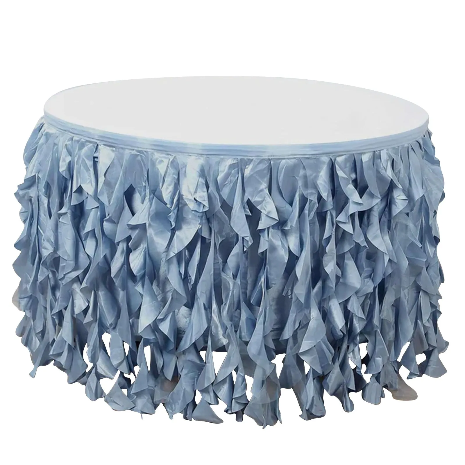 Taffeta Table Skirt 17ft Dusty Blue - Curly Willow Table Cover