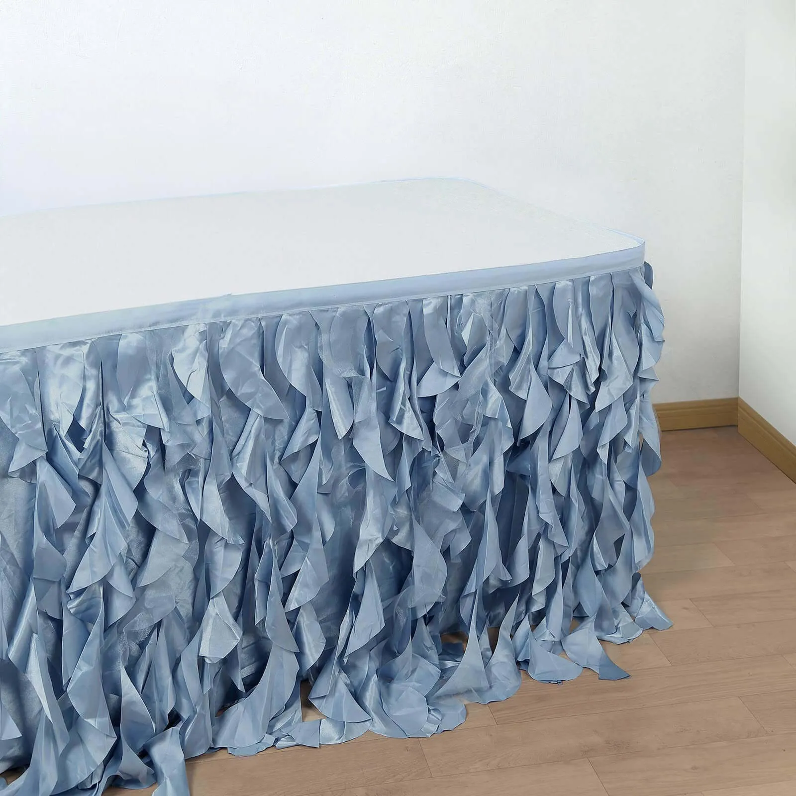 Taffeta Table Skirt 17ft Dusty Blue - Curly Willow Table Cover