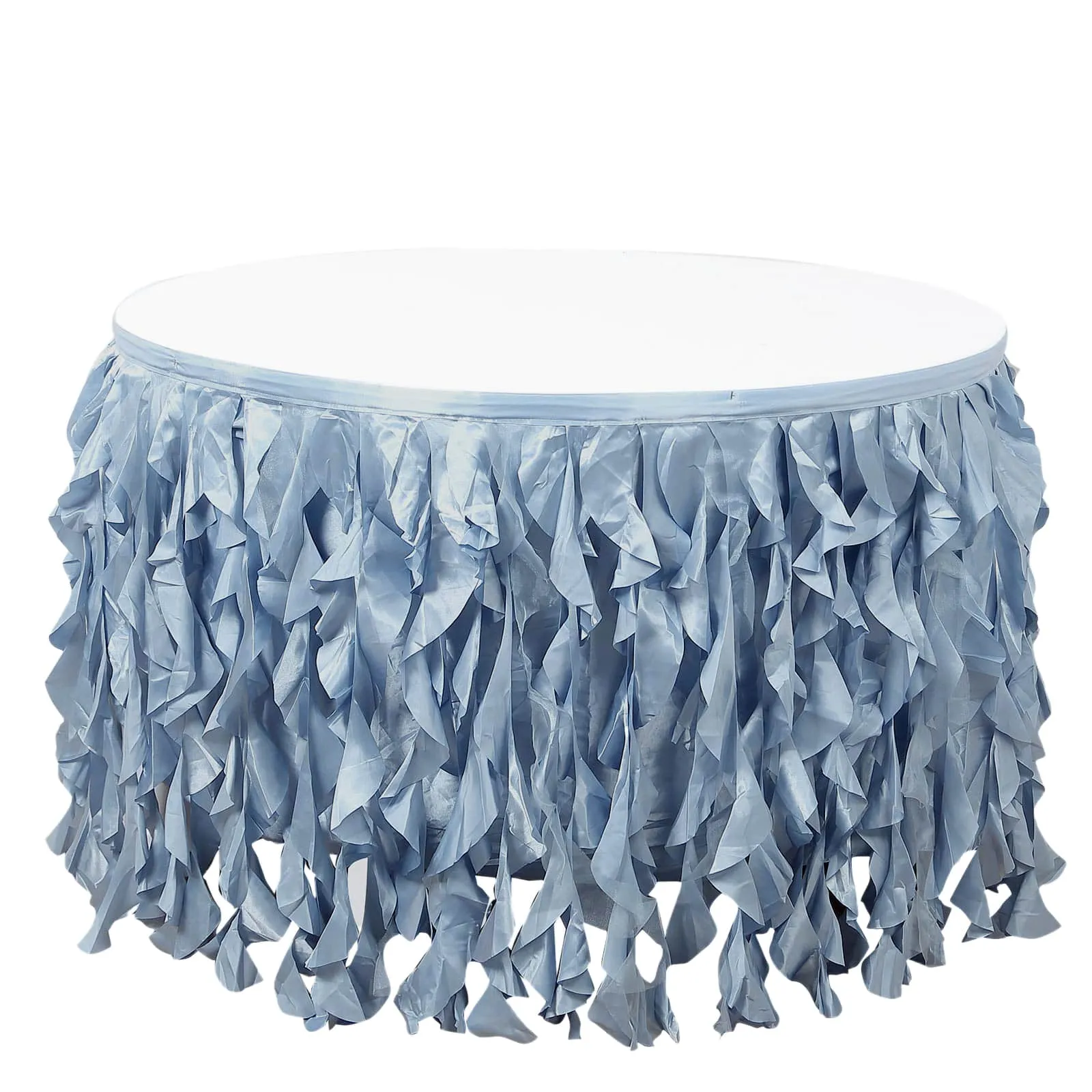 Taffeta Table Skirt 17ft Dusty Blue - Curly Willow Table Cover