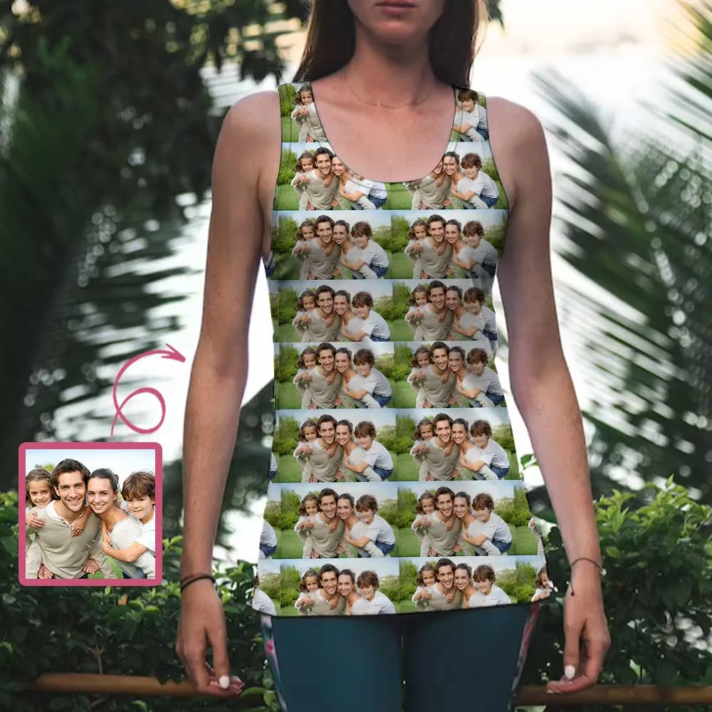 Tank Tops with Photos Stitching Family Women's All Over Print Yoga Tank Top for Her