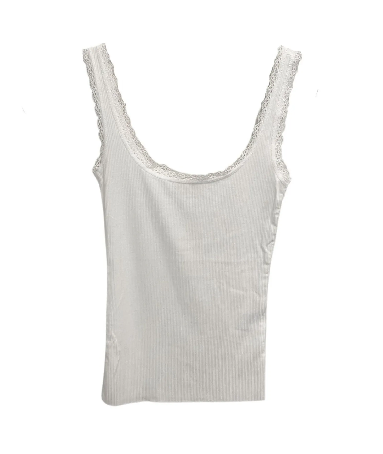 The Gabby Lace Trim White Tank