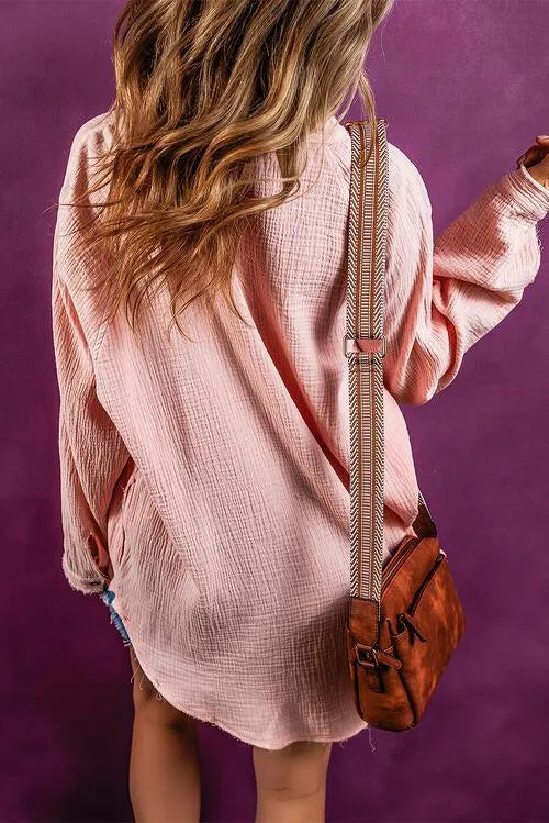 Unrestricted Button Up Long Sleeve Tunic Shirt