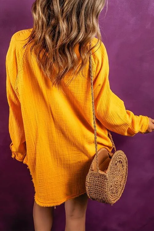 Unrestricted Button Up Long Sleeve Tunic Shirt