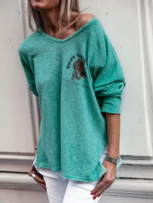V-Neck Casual Long-Sleeved T-Shirt
