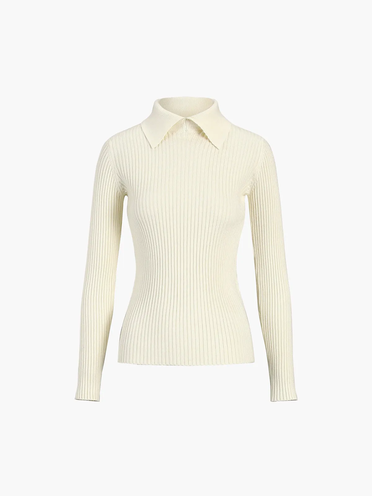 Vanilla Polo Long Trendy Sleeve Knit Top