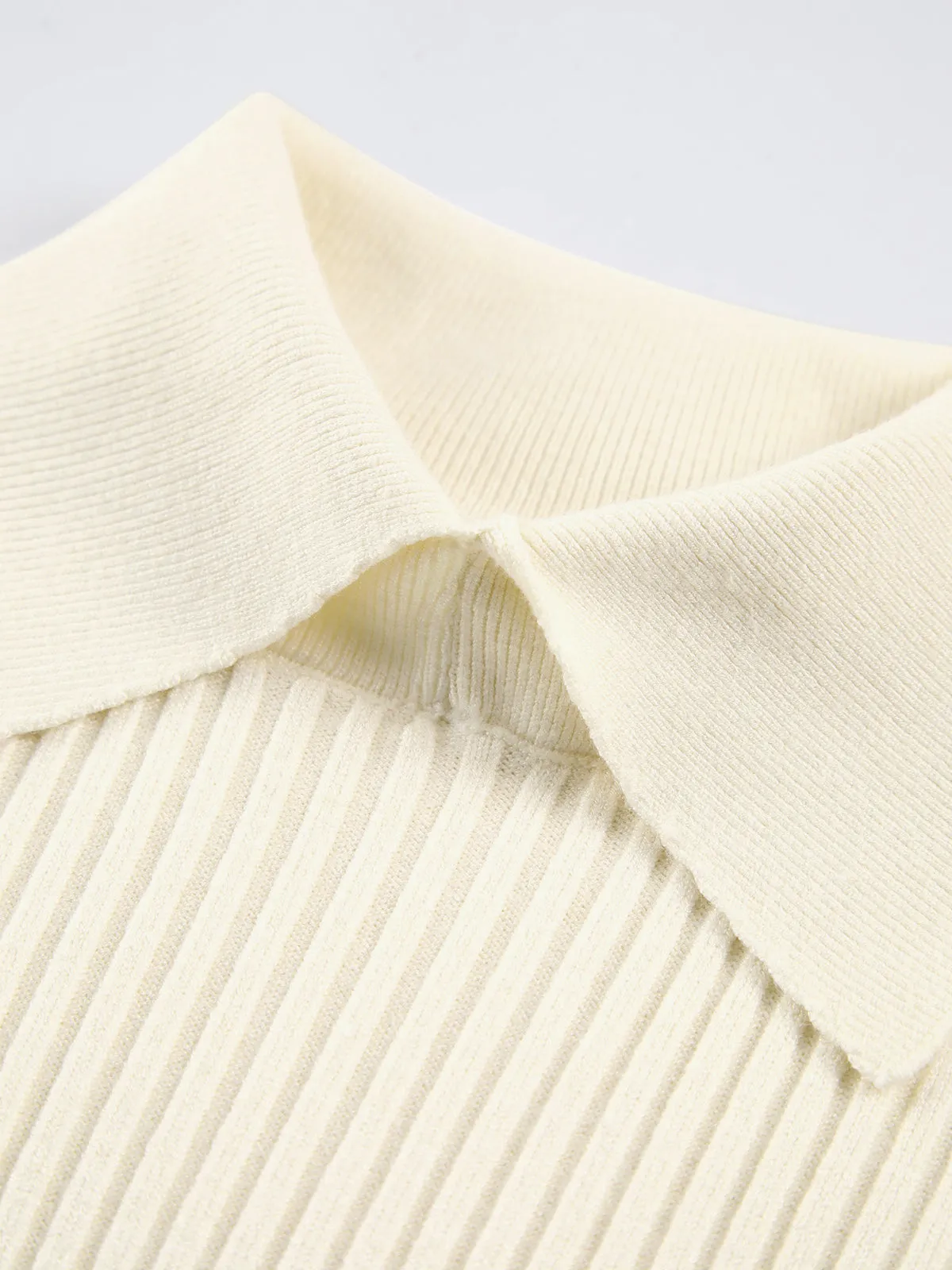 Vanilla Polo Long Trendy Sleeve Knit Top