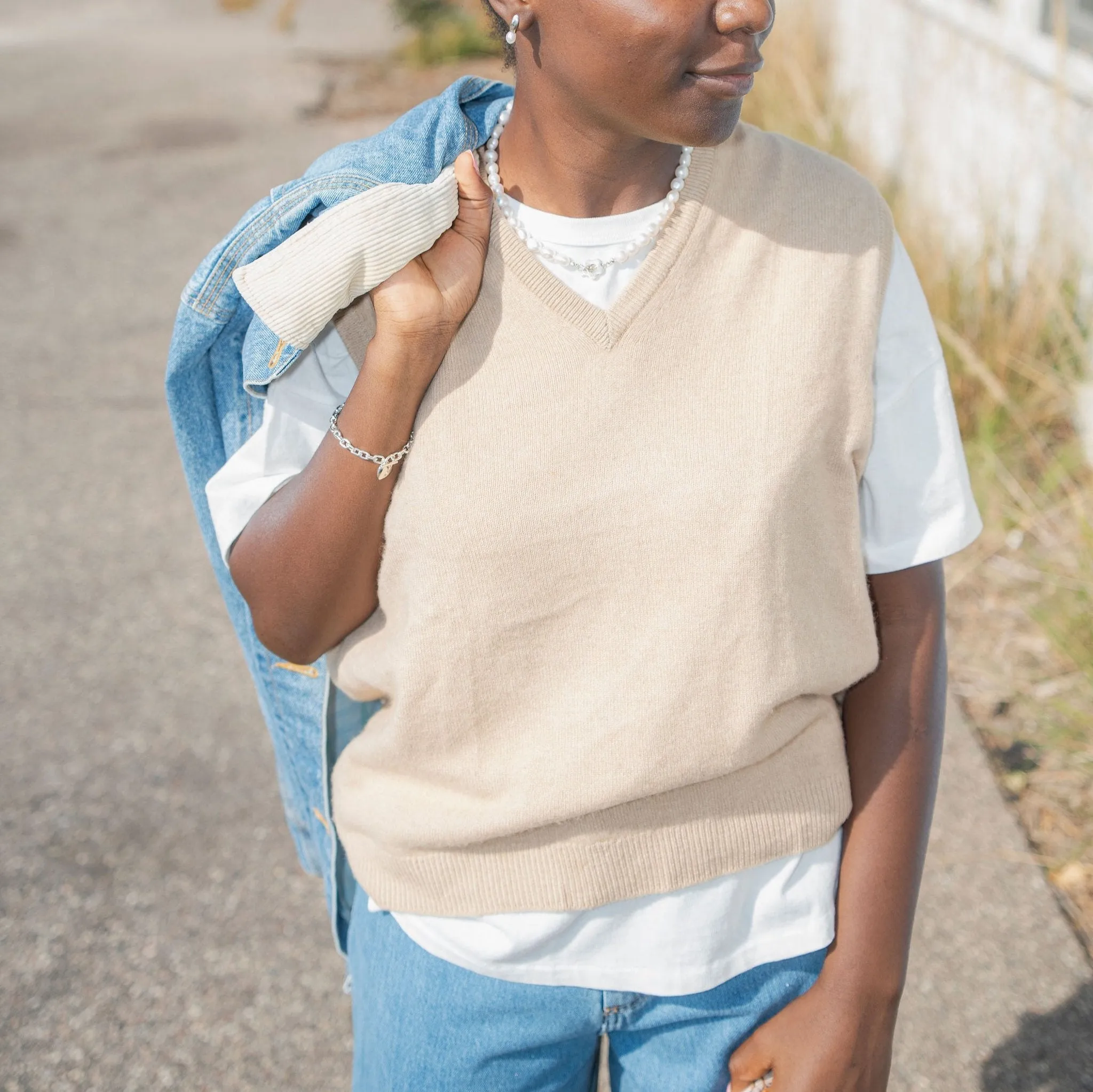 Vintage 1970s Tan Cashmere Sweater Vest