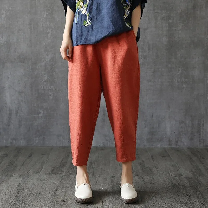 Vintage Women Linen Pants
