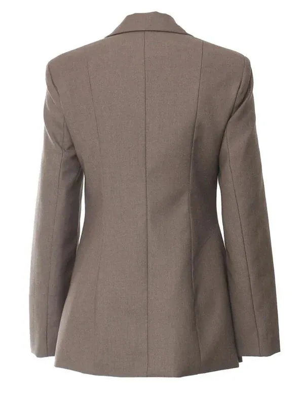 Wenkouban-Winter outfits Christmas Notched Collar Front Bow Tie-Up Brown Blazer Jacket