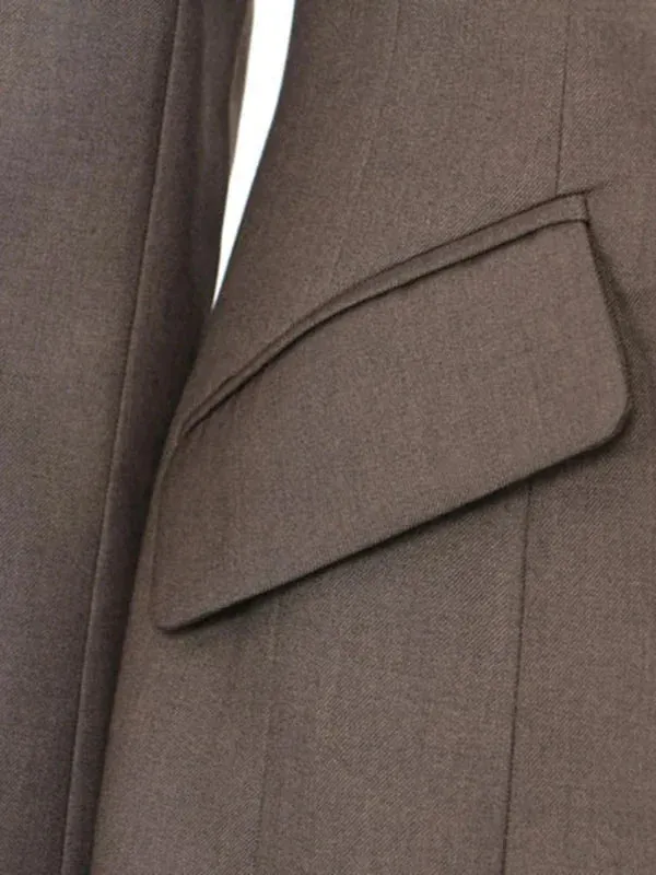 Wenkouban-Winter outfits Christmas Notched Collar Front Bow Tie-Up Brown Blazer Jacket