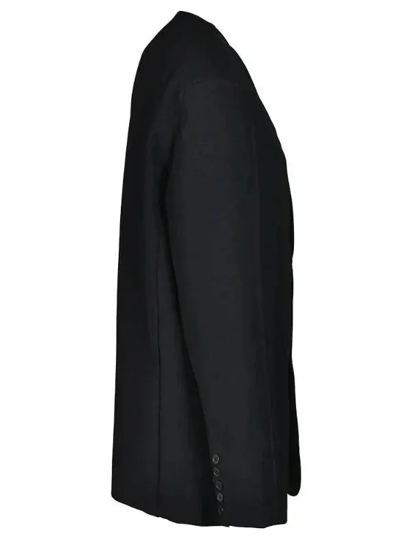 Wenkouban-Winter outfits Christmas V-Neck Two Button Oversized Black Blazer Jacket