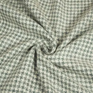 White & Grey Geometrical Print Cotton Linen Fabric RS-24358