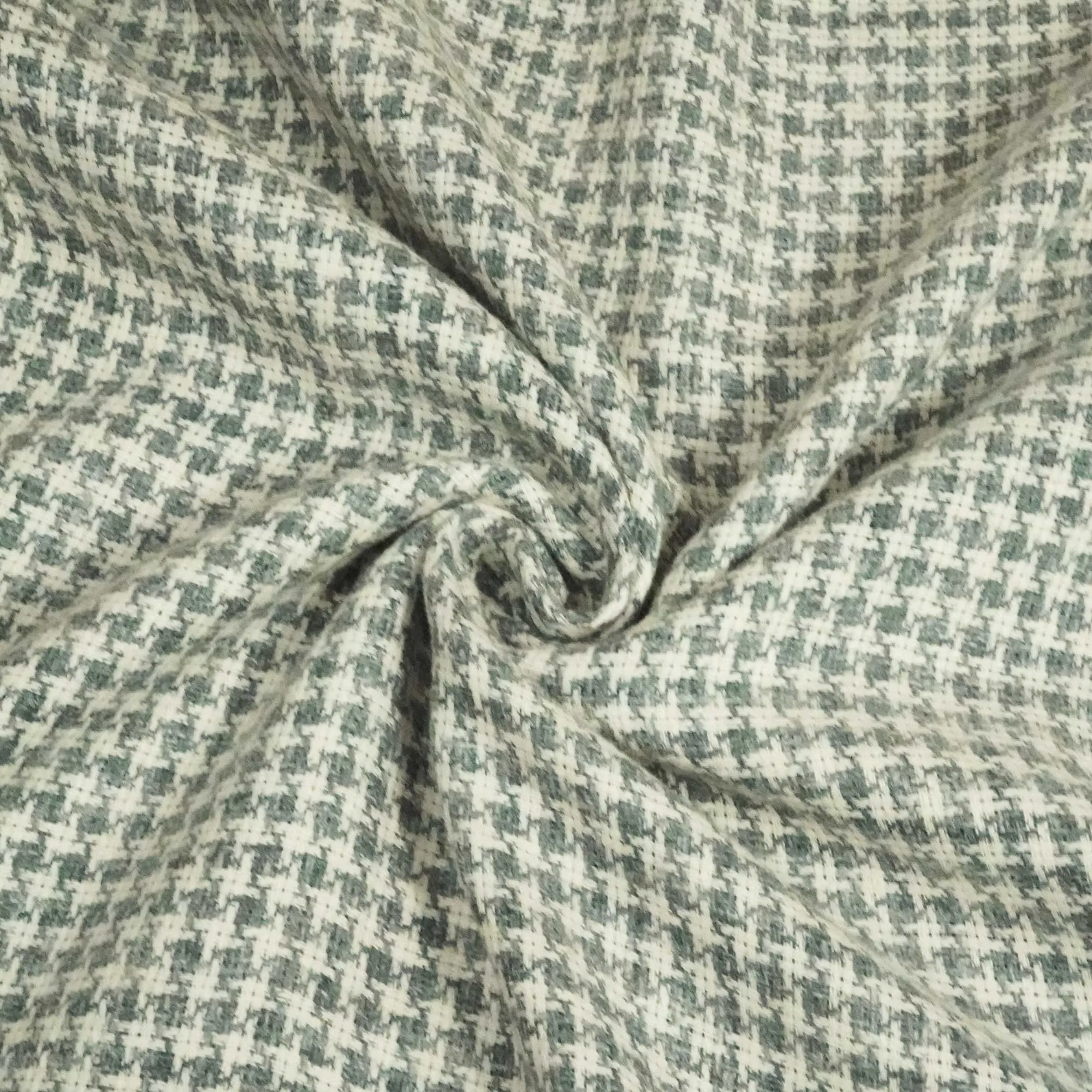 White & Grey Geometrical Print Cotton Linen Fabric RS-24358