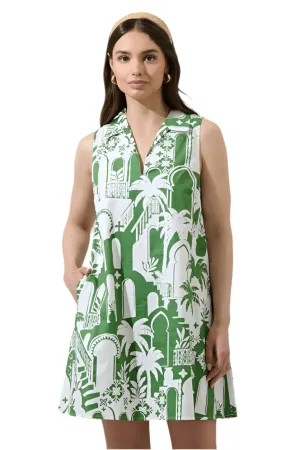 White and olive Nala city shift mini dress