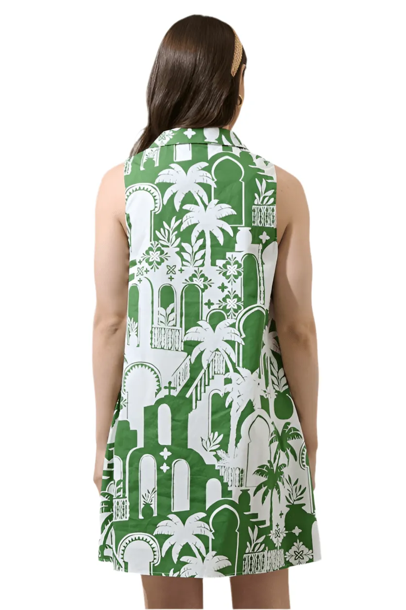 White and olive Nala city shift mini dress