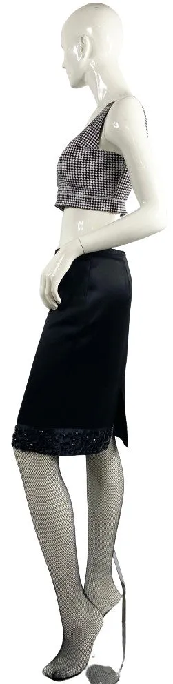 White House Black Market Skirt Black Embellished Size 4 SKU 000398-21