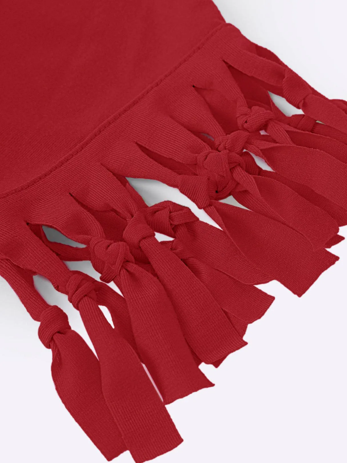 Wholesale Scoop Neck Plain Tassel Short Sleeve T-Shirts