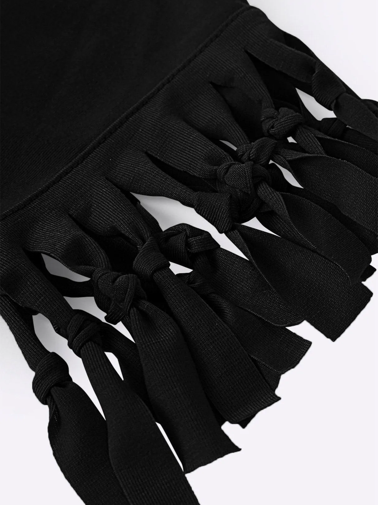 Wholesale Scoop Neck Plain Tassel Short Sleeve T-Shirts
