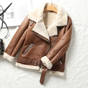 Winter Thick Warm Faux Leather Jackets Women Outerwear Overcoat