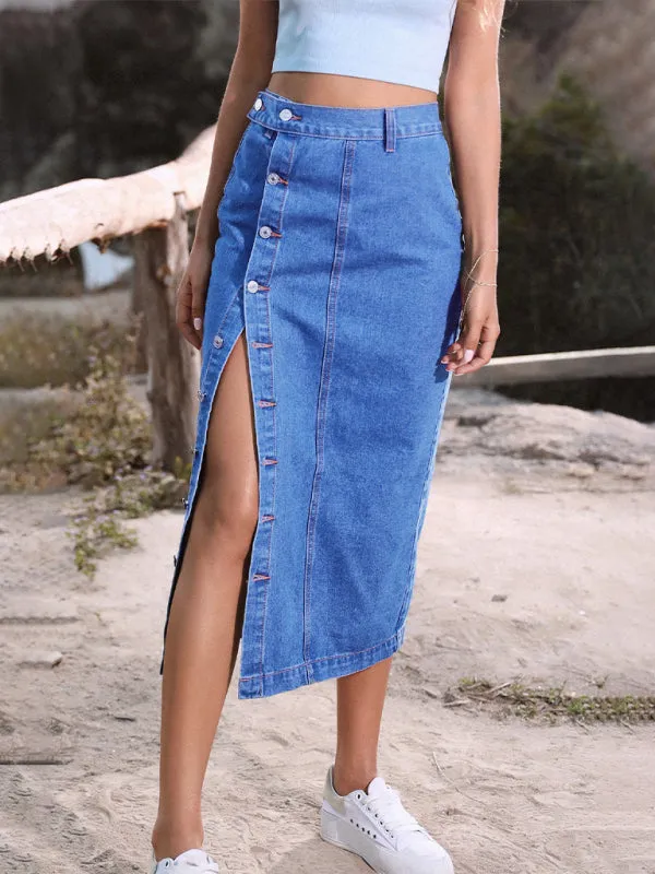 Women's Irregular Split Denim High Waist Skirt