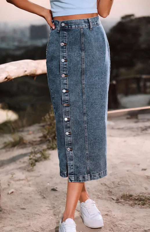 Women's Irregular Split Denim High Waist Skirt