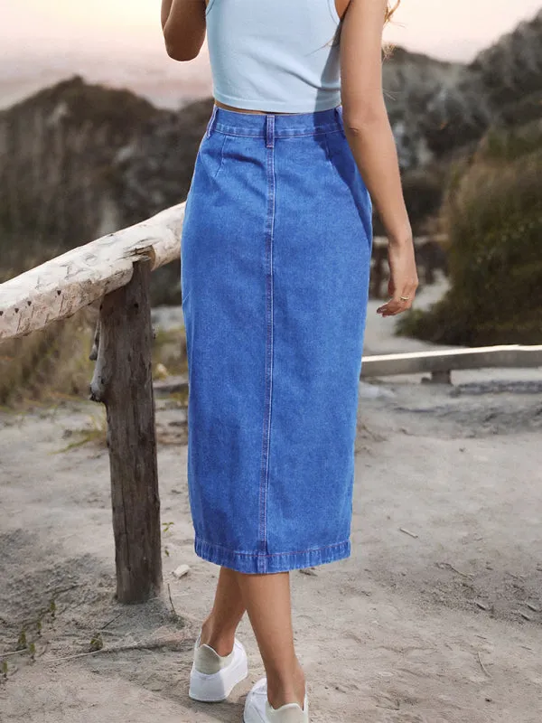 Women's Irregular Split Denim High Waist Skirt