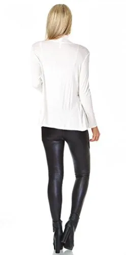 Womens Open Drape Cardigan Reg and Plus Size Cardigan Sweater Long Sleeves - USA White Medium