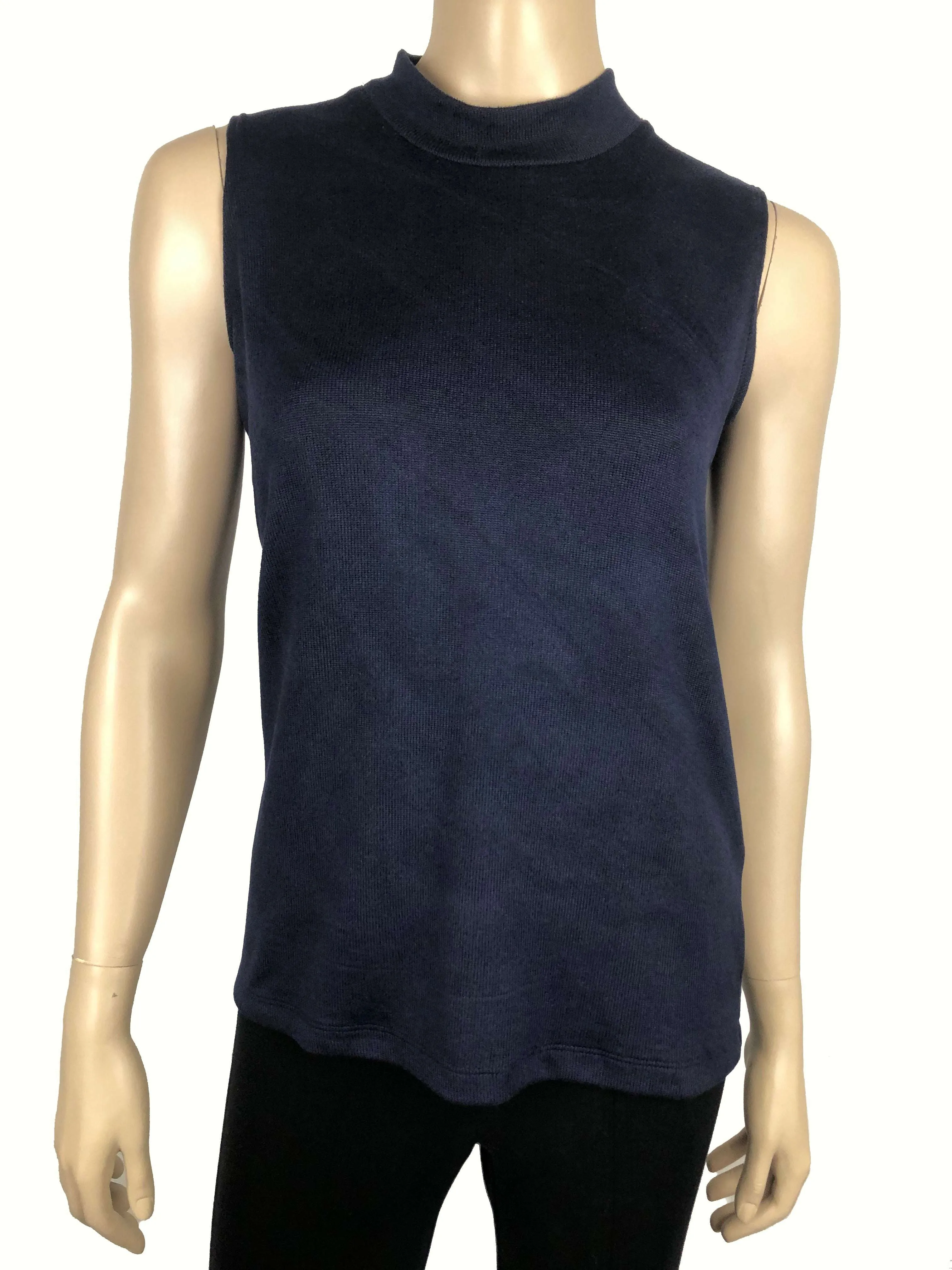 Women's Sleeveless Navy Mock Neck - Made In Canada