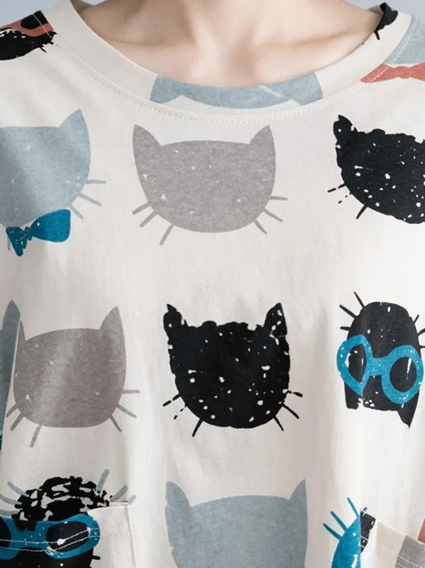 xakxx Casual Cartoon Printed Round-Neck T-Shirt