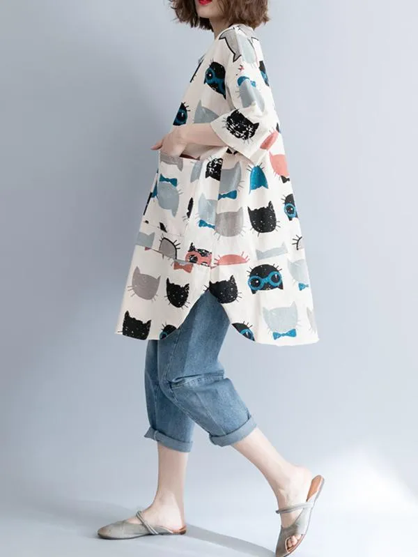 xakxx Casual Cartoon Printed Round-Neck T-Shirt