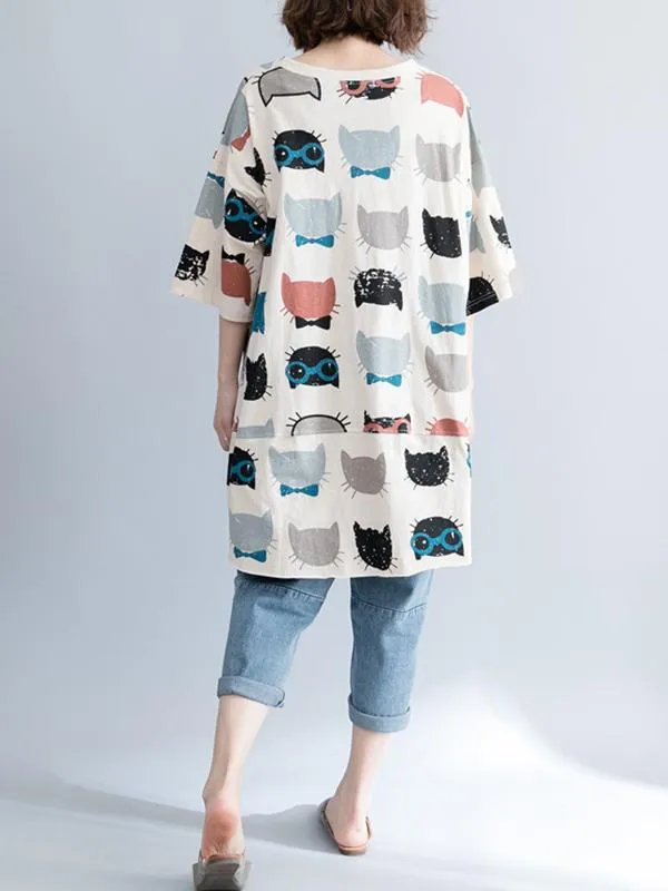 xakxx Casual Cartoon Printed Round-Neck T-Shirt