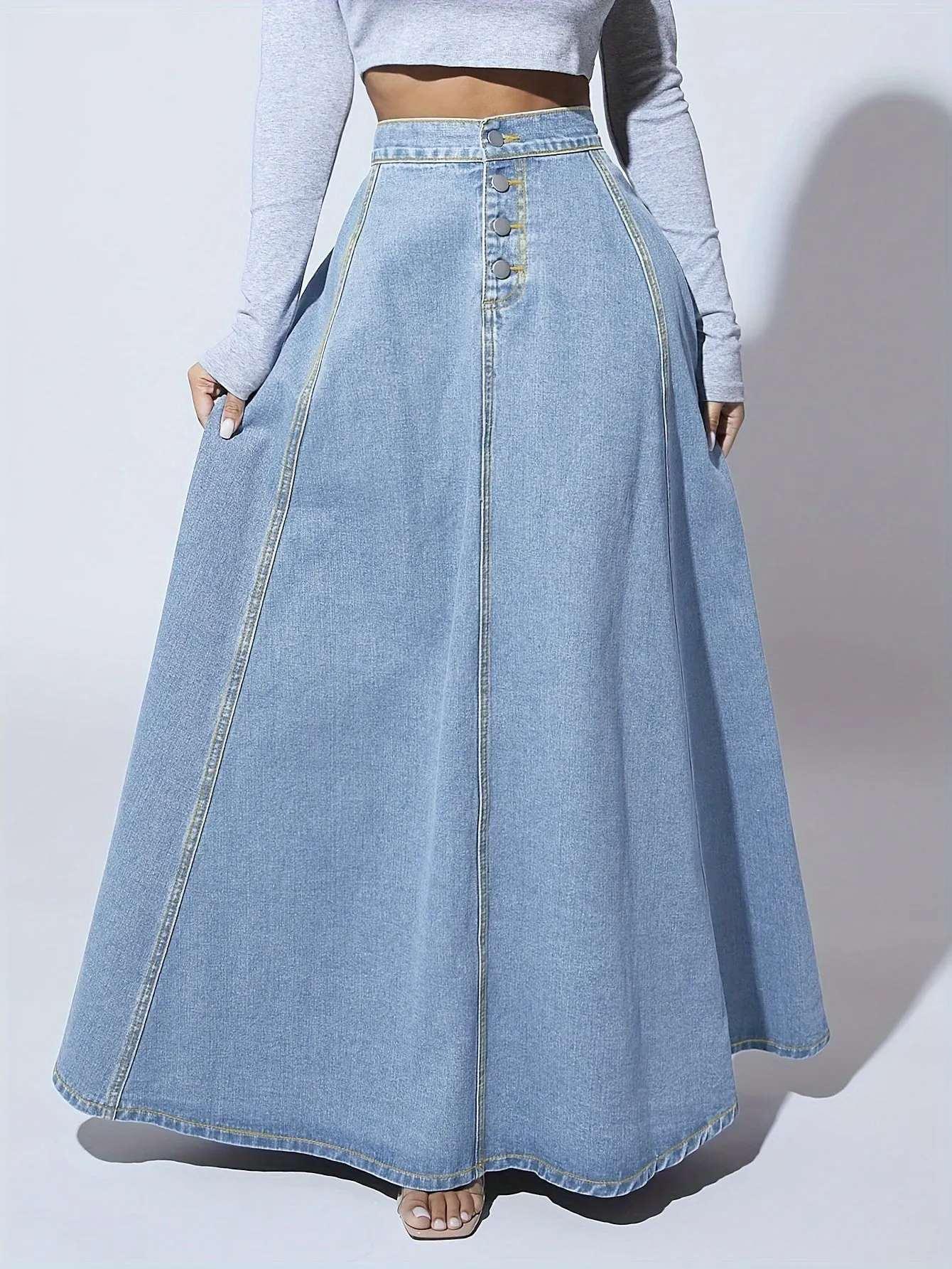 ZANZEA 2024 Fashion Women Denim Skirt Casual Bodycon Maxi Long Skirts Autumn High Waist Faldas Saia Elegant Party Overskirt Jupe